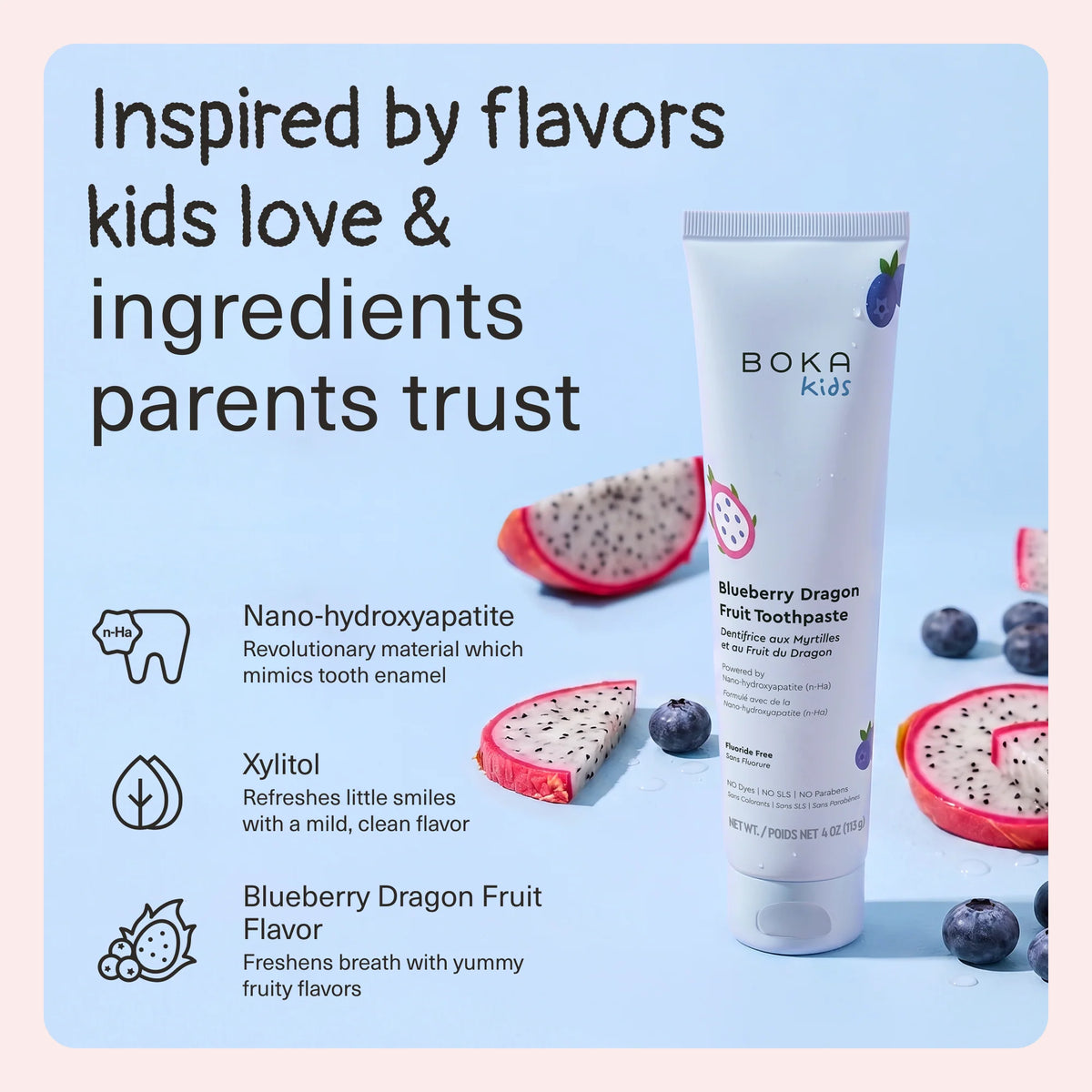 Blueberry Dragon Fruit Kids Nano-hydroxyapatite Toothpaste